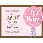 Twin Baby Shower Invitations, Its Twins, Girl, Paper So Pretty